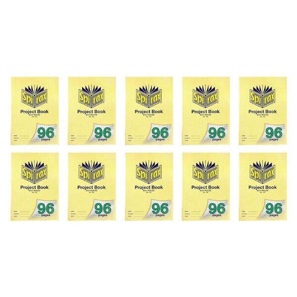 10x Spirax 144 Project Book A4 96 Pages 8mm Ruled School Paper Notebook Yellow