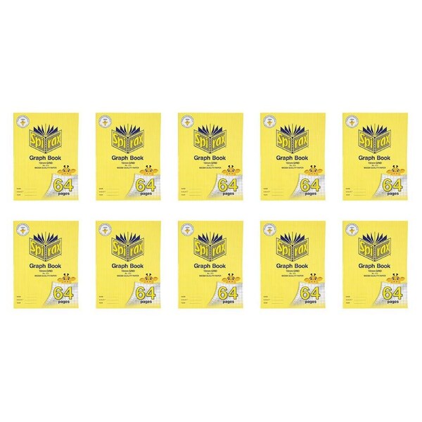 10x Spirax 314 Super Size Exercise Book 10mm QLD Ruled 64 Pages Notebook Yellow