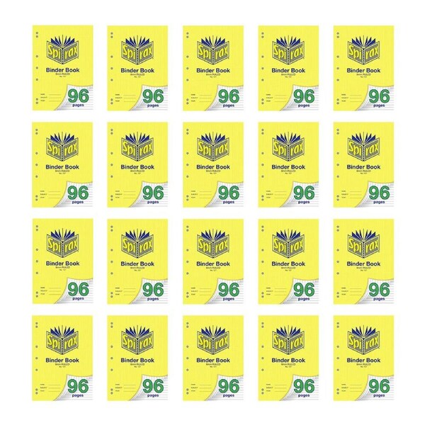 20x Spirax 121 Binder Book A4 8mm Ruled 96 Pages School Paper Notebook Yellow
