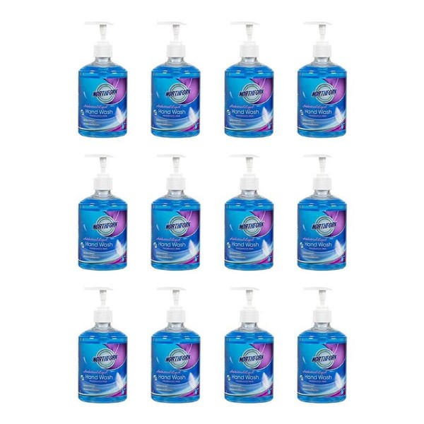 12x Northfork Fragrance Free Antibacterial Liquid Hand Wash Soap with Pump 500ml