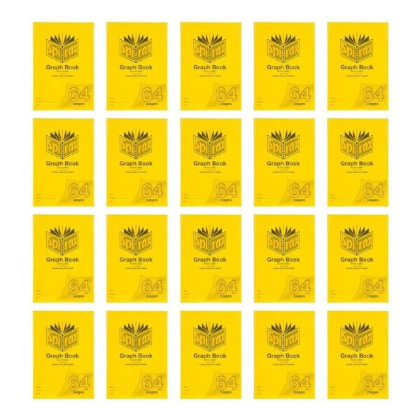 20x Spirax P136 Protective Cover Grid Book A4 8mm Grid 64 Pages Notebook Yellow
