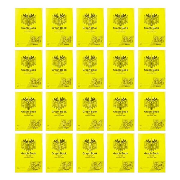 20x Spirax P133 PP Cover Grid Book A4 5mm 64 Pages School Paper Notebook Yellow