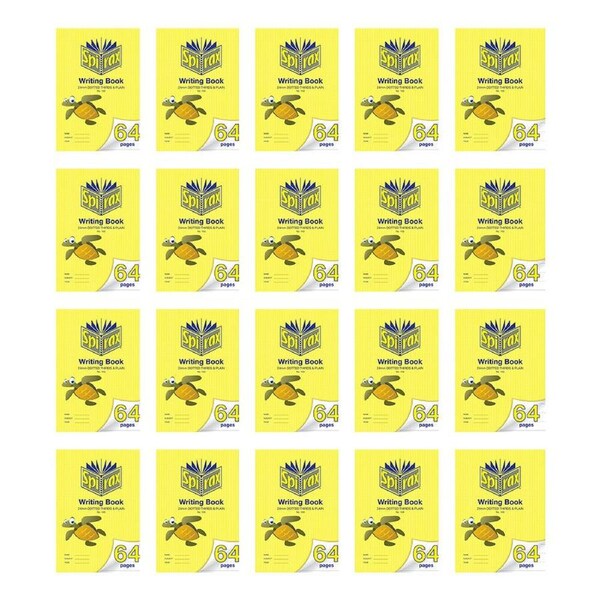 20x Spirax 163 Writing Book 33.5x24cm 64 Pages 24mm Dotted Thirds Yellow