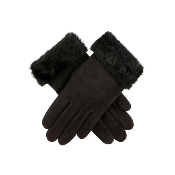 Dents Womens Louisa Sheepskin Gloves Winter Ladies Glove - Suede Black Large