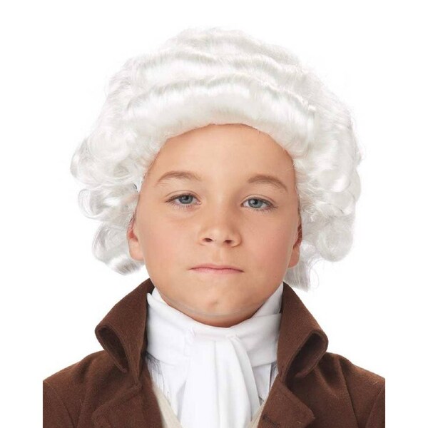 Colonial Man Curly White Kids Wig