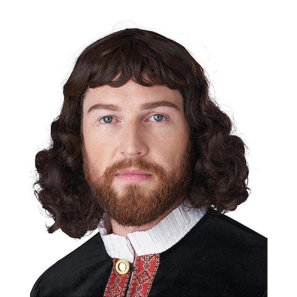 Renaissance Lord Curly Brown Wig