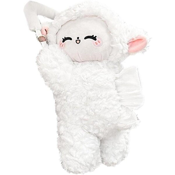 Car Tissue Box Multifunctional Hanging Drawer Box Cartoon Plush Sheep Design