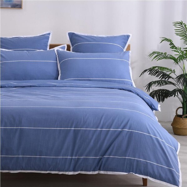 Jason Commercial Calista Printed Quilt Cover Set Indigo Queen