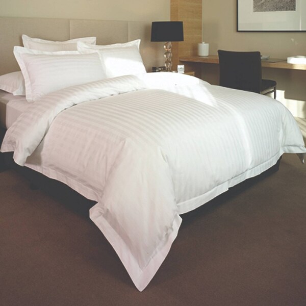 Jason Commercial Easy Care Satin Stripe Quilt Cover Set WHT King