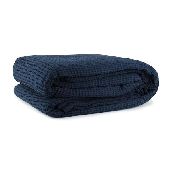 Jason Commercial Cotton Waffle Throw/Blanket Bedding Navy King