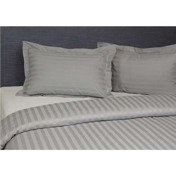 Jason Commercial Premium Satin Stripe Quilt Cover Set SLVR Queen