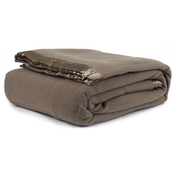 Jason Commercial Australian Wool Blanket Angora/Taupe Queen/King