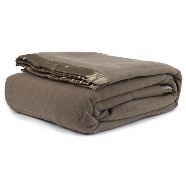 Jason Commercial Australian Wool Blanket Angora/Taupe Single/Double