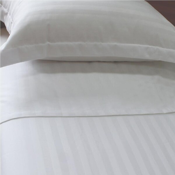 Jason Commercial Easy Care Satin Stripe Flat/Top Sheet WHT King