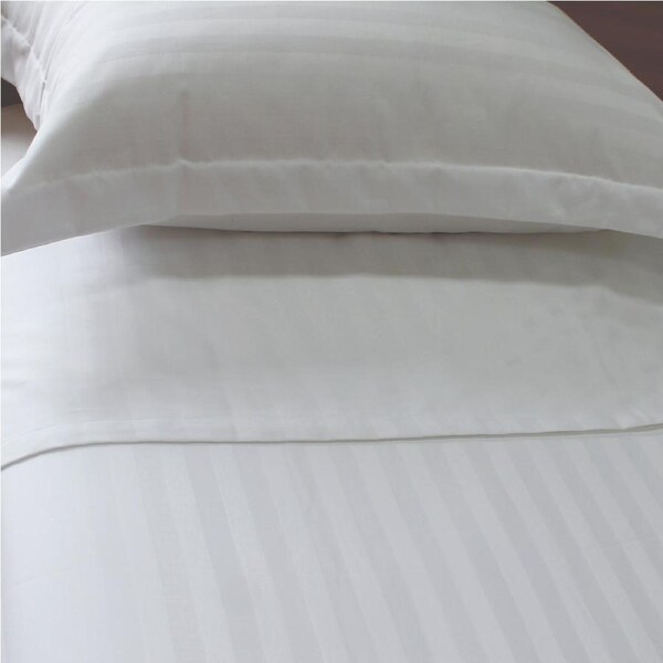 Jason Commercial Easy Care Satin Stripe Flat/Top Sheet WHT Single