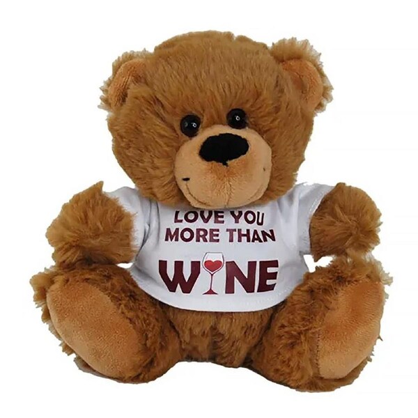 Elka Plush 18cm Brown Teddy Bear Jelly with I Love You More Than Wine T-Shirt, C18-LOV03