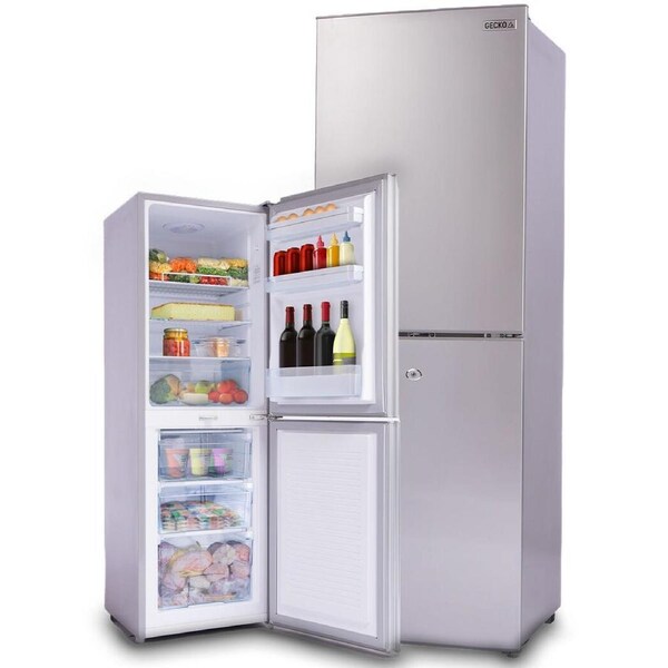 GECKO 160L Upright Portable Fridge / Freezer, 12V/24V for Motorhome and Caravan, Silver