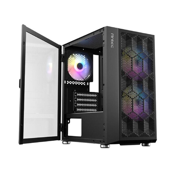 Antec NX200M RGB m-ATX, ITX Case, 3x RGB Fan. Large Mesh Front for excellent cooling, Side Window, Radiator 240mm. GPU 275mm