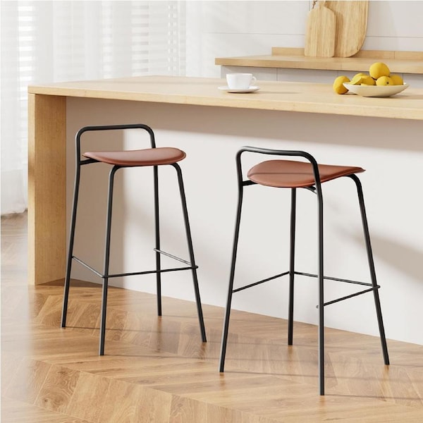 2x Artiss Bar Stools Kitchen Counter Stools Metal Brown