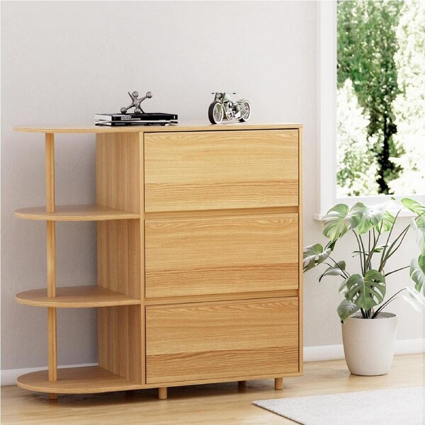 3 Chest of Drawers Artiss 3 Storage Shelves Pine