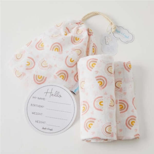 Muslin Wrap & Arrival Card - Rainbow