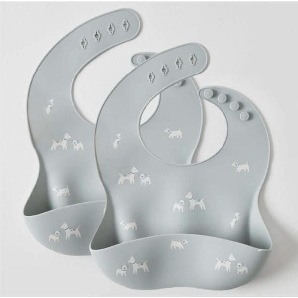 Silicone Bibs Set of 2 - Blue