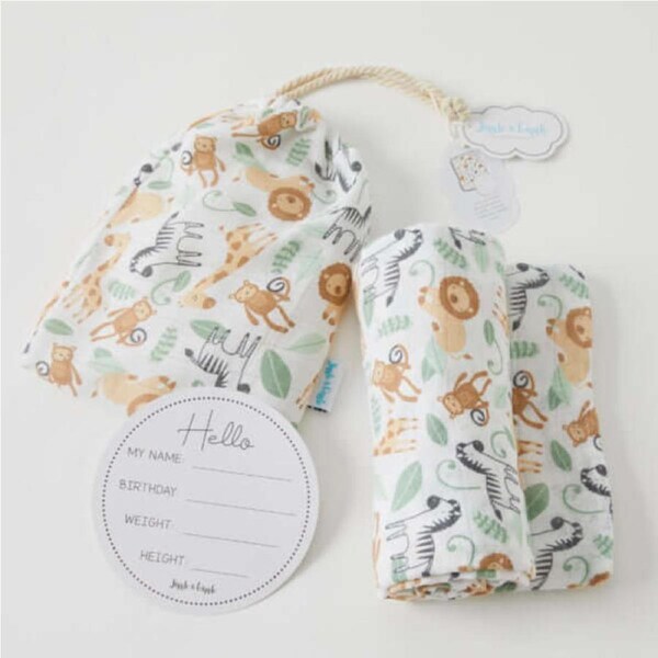 Muslin Wrap & Arrival Card - Safari