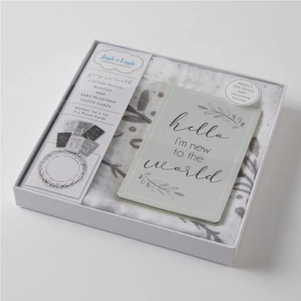 Milestone Muslin Set - with 6 Photo Cards - Grey Wreath