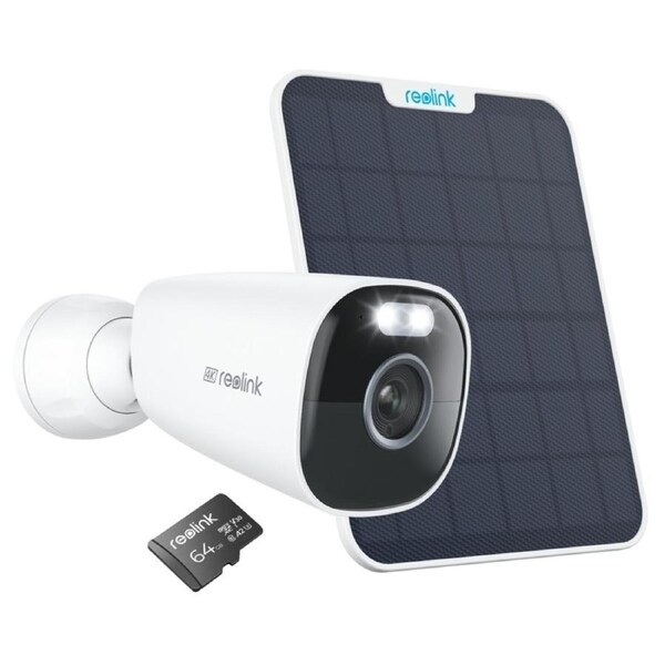 Reolink Argus Eco Ultra + SolarPanel 2 + 64GB SD CardSmart 4K Battery/Solar WiFi Security Camera BWB4K09SP64