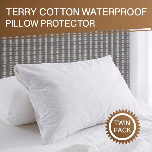 TERRY COTTON WATERPROOF PILLOW PROTECTOR (Twin Pack)
