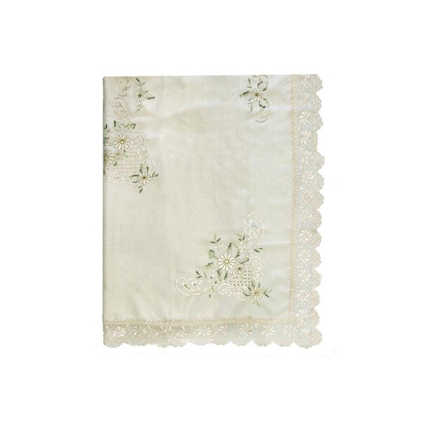 Alice Flowers Cream Embroidered Cutout Rectangular Tablecloth 152 x 228 cm