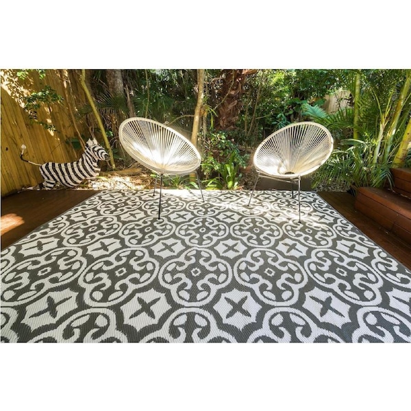 Outdoor Rug - Lisboa Grey And White 200 x 270 cm / Grey