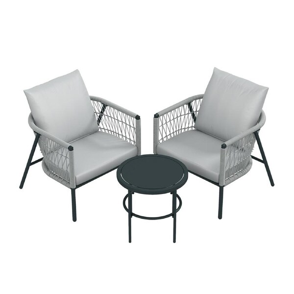 Arcadia Furniture Reims 3 Piece Patio Outdoor Weather Resistant Set Stylish Grey