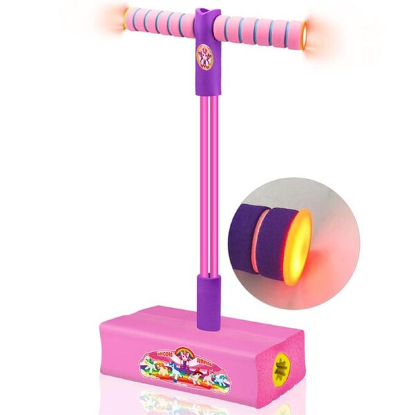 Catzon Foam Pogo Jumper Pogo Stick with Lights for Kids Ages 3 and up Outdoor Toys-Pink