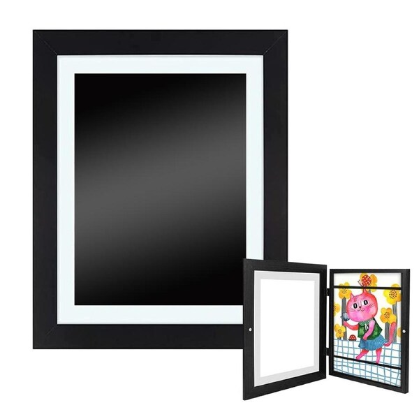 Vivva 2PACK Kids Art Frames Children Art Projects Wooden Artwork Display Hold 150 Pictures Black