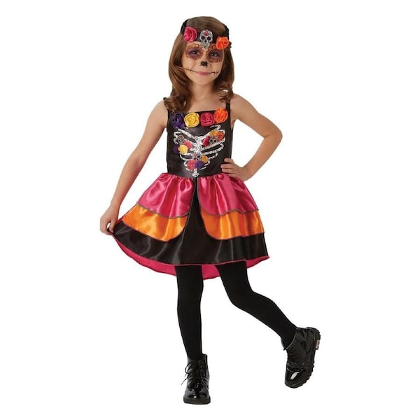 Rubies Sugar Skull Day Of The Dead Girls/Kids Dress Up Party Costume L