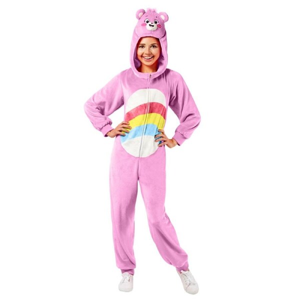 Carebears Cheer Bear Adult Unisex Dress Up Costume Plush Jumpsuit M