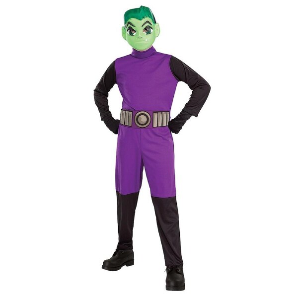 Dc Comics Beast Boy Classic Boys/Kids Dress Up Costume Jumpsuit w/ Collar L