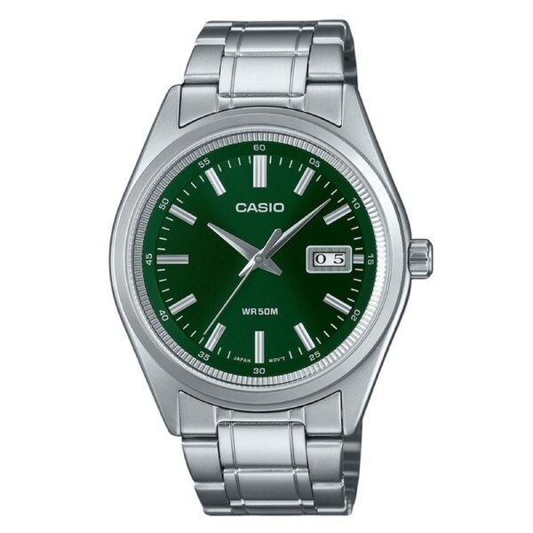 Casio Analog Stainless Steel Green Dial MTP-B180D-3AV MTPB180D-3 50M Mens Watch