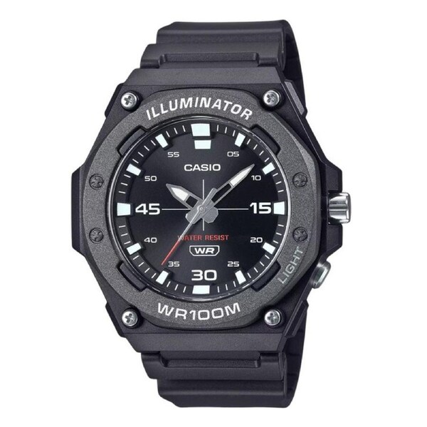 Casio Illuminator Analog Black Dial Backlight Quartz MW-620H-1AV 100M Mens Watch
