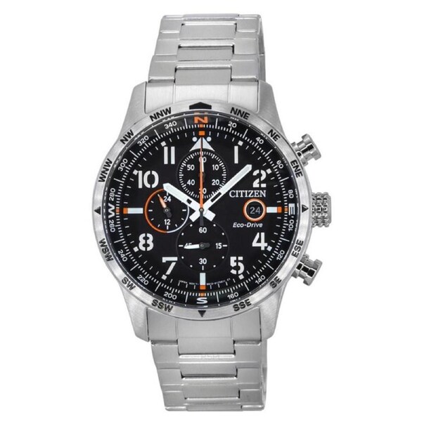 Citizen Eco-Drive Chronograph Stainless Steel Black Dial CA0790-83E 100M Watch