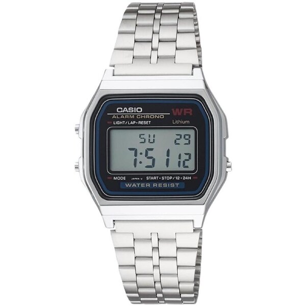 Casio Digital Alarm Chrono Micro-Light Stainless Steel A159WA-N1DF Mens Watch