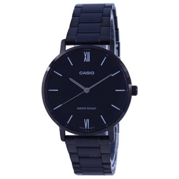 Casio Black Dial Stainless Steel Analog Japan Mov't MTP-VT01B-1B WR Mens Watch