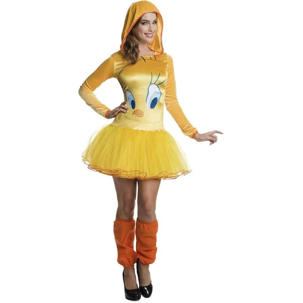 Rubies Tweety Hooded Tutu Dress Womens Halloween Party Costume Outfit S