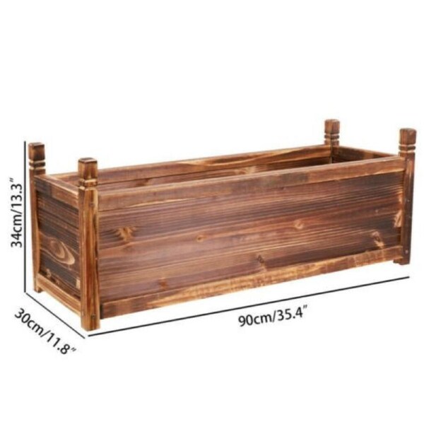 Garden Planter Raised Bed Indoor Outdoor Patio Flower Plant Herb Pot Box - 30 to 90cm Large 90x30x33cm
