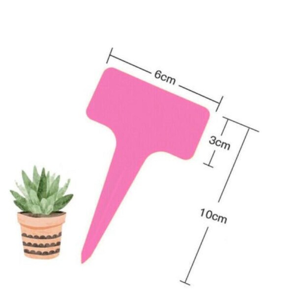 Plant Labels Flexible Plastic Garden Tags Nursey Seeding Marker T Type - 50pcs Pink