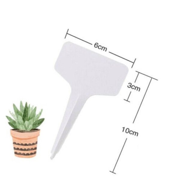 Plant Labels Flexible Plastic Garden Tags Nursey Seeding Marker T Type - 50pcs White