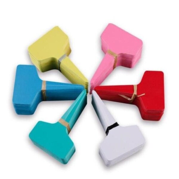 Plant Labels Flexible Plastic Garden Tags Nursey Seeding Marker T Type - 50pcs Yellow