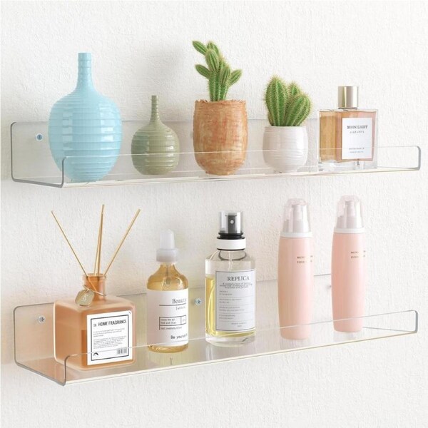 upsimples 2 Pack Acrylic Shelves for Wall Storage