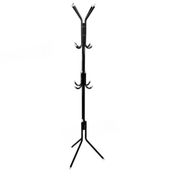 12 Hook Cloth Hanger Stand Hat Clothes Rack Metal Tree Style Storage Black